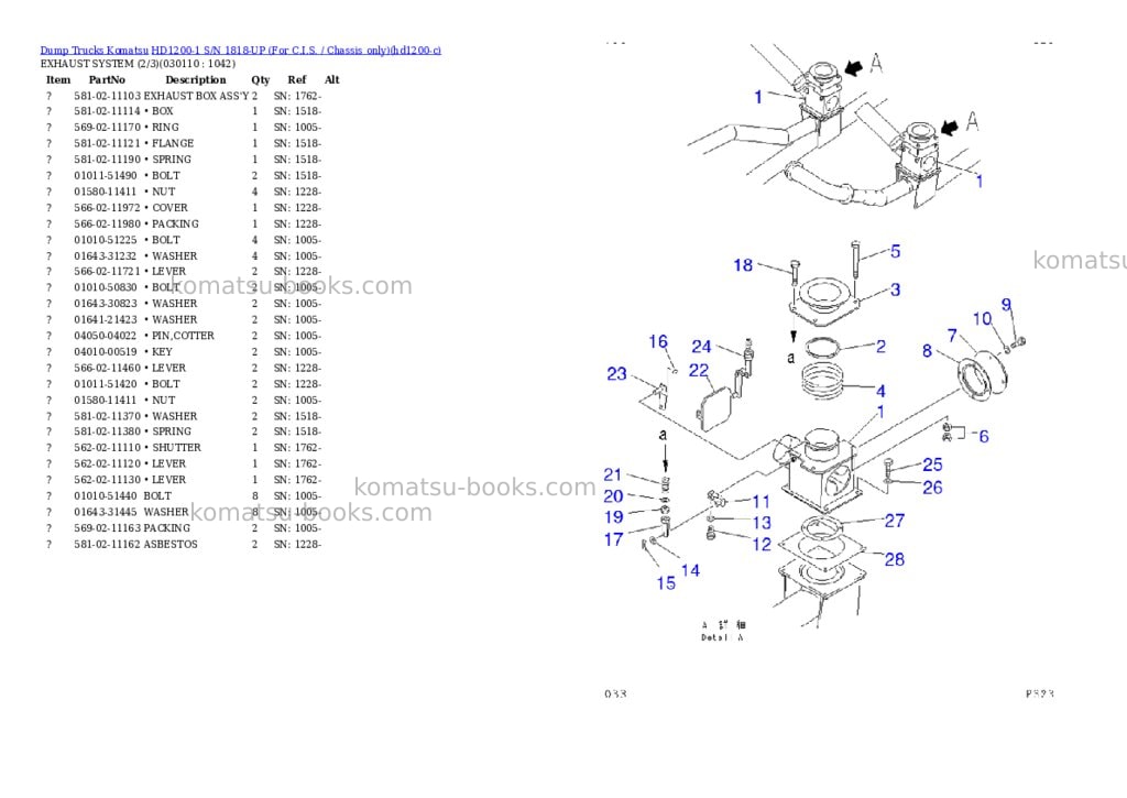 Komatsu hd1200-1 s/n 1818-up for c.i.s. / chassis only Parts catalog cover Page 10