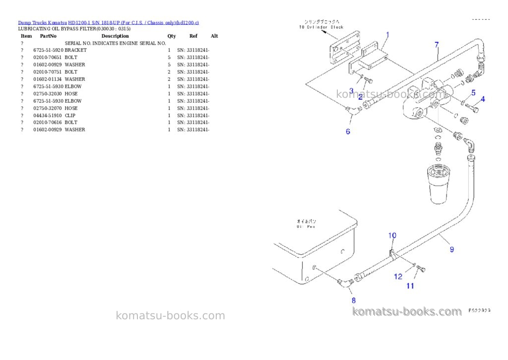Komatsu hd1200-1 s/n 1818-up for c.i.s. / chassis only Parts catalog cover Page 2