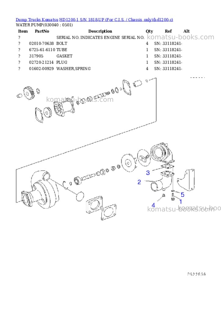 Komatsu hd1200-1 s/n 1818-up for c.i.s. / chassis only Parts catalog cover Page 3