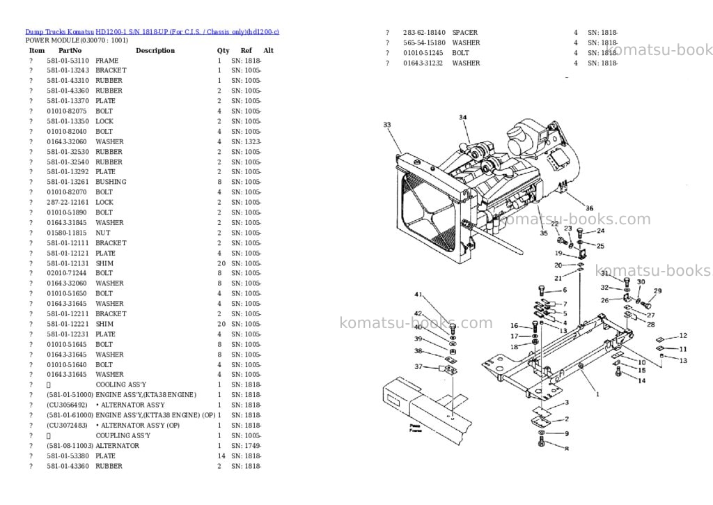 Komatsu hd1200-1 s/n 1818-up for c.i.s. / chassis only Parts catalog cover Page 6