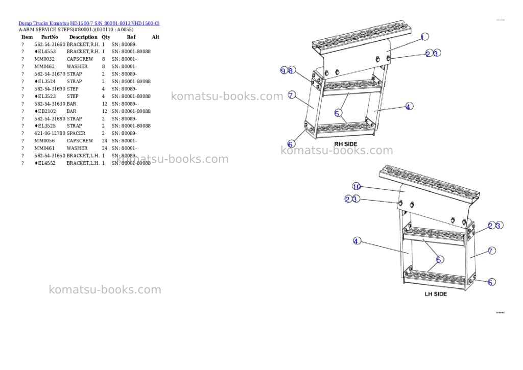 Komatsu hd1500-7 s/n 80001-80137 Parts catalog cover Page 10