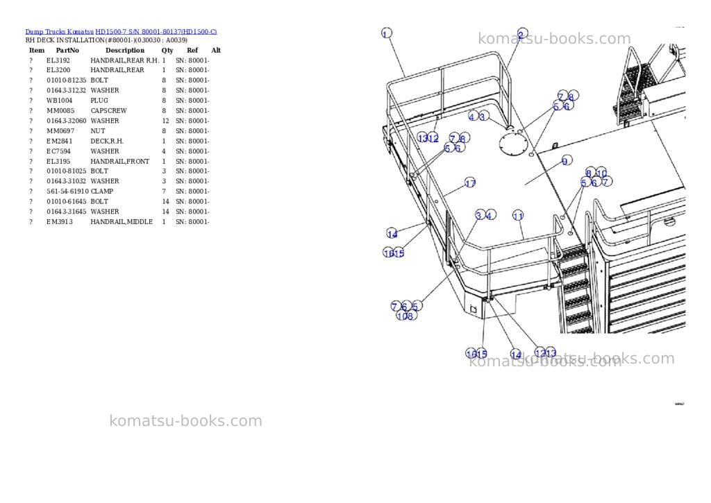Komatsu hd1500-7 s/n 80001-80137 Parts catalog cover Page 2