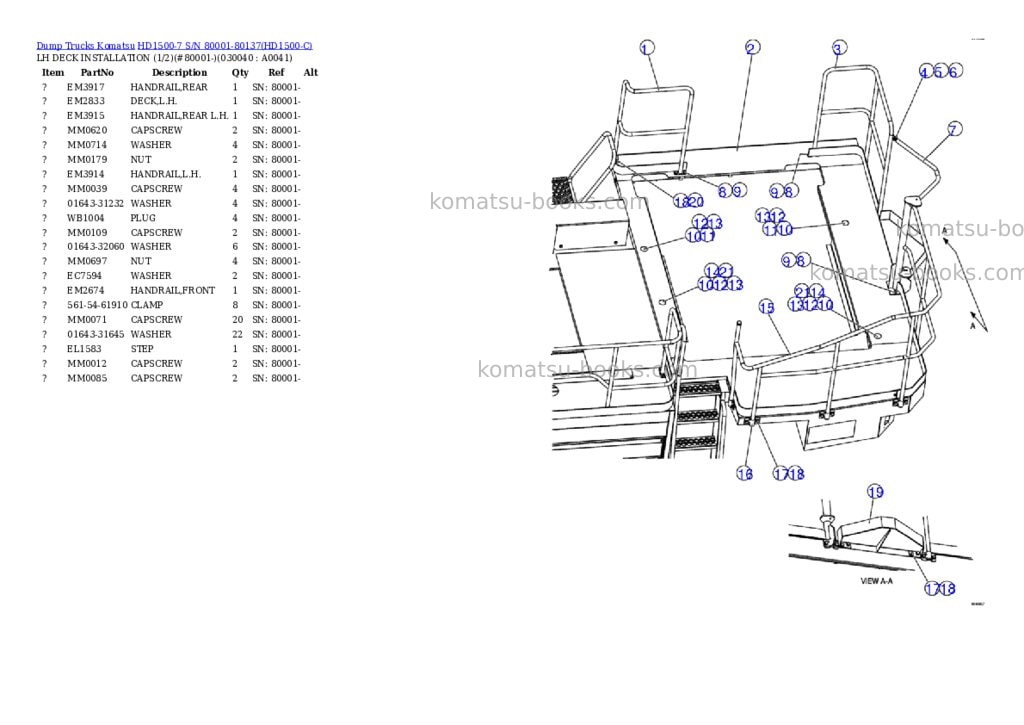 Komatsu hd1500-7 s/n 80001-80137 Parts catalog cover Page 3