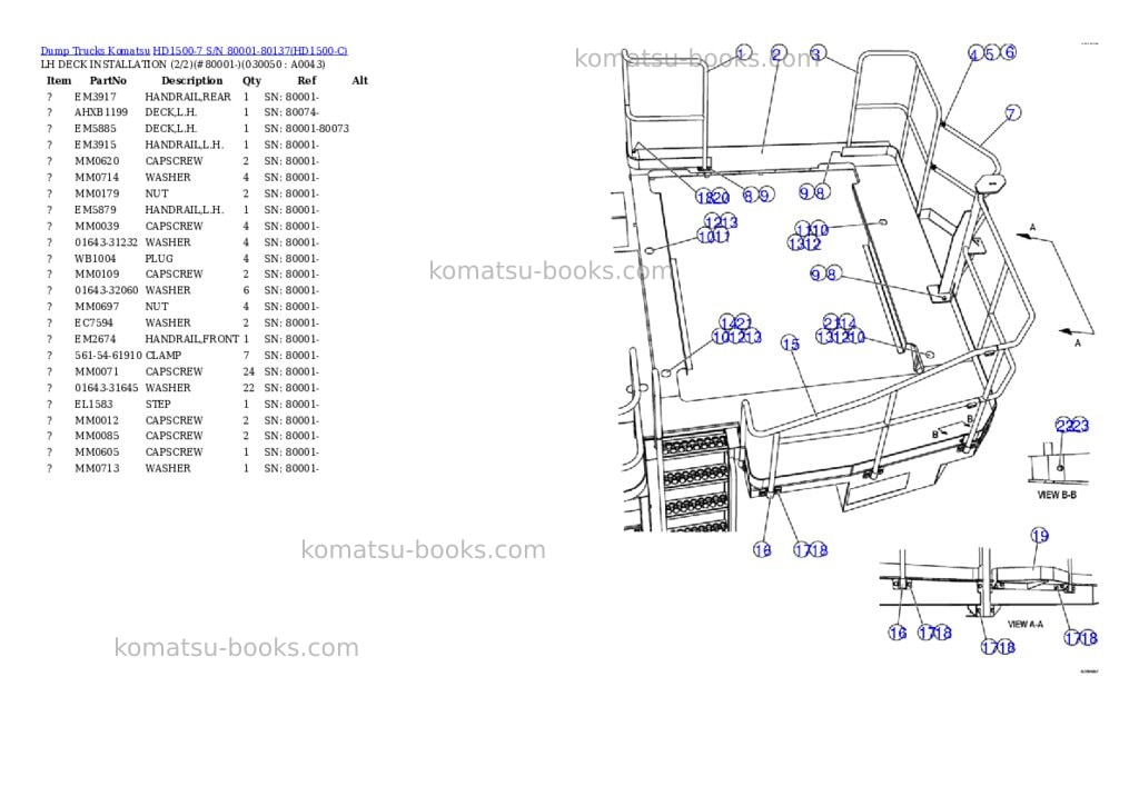 Komatsu hd1500-7 s/n 80001-80137 Parts catalog cover Page 4