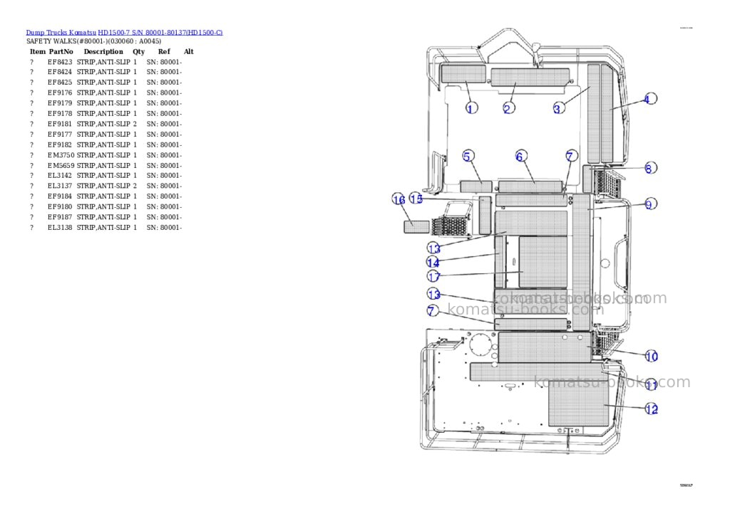 Komatsu hd1500-7 s/n 80001-80137 Parts catalog cover Page 5
