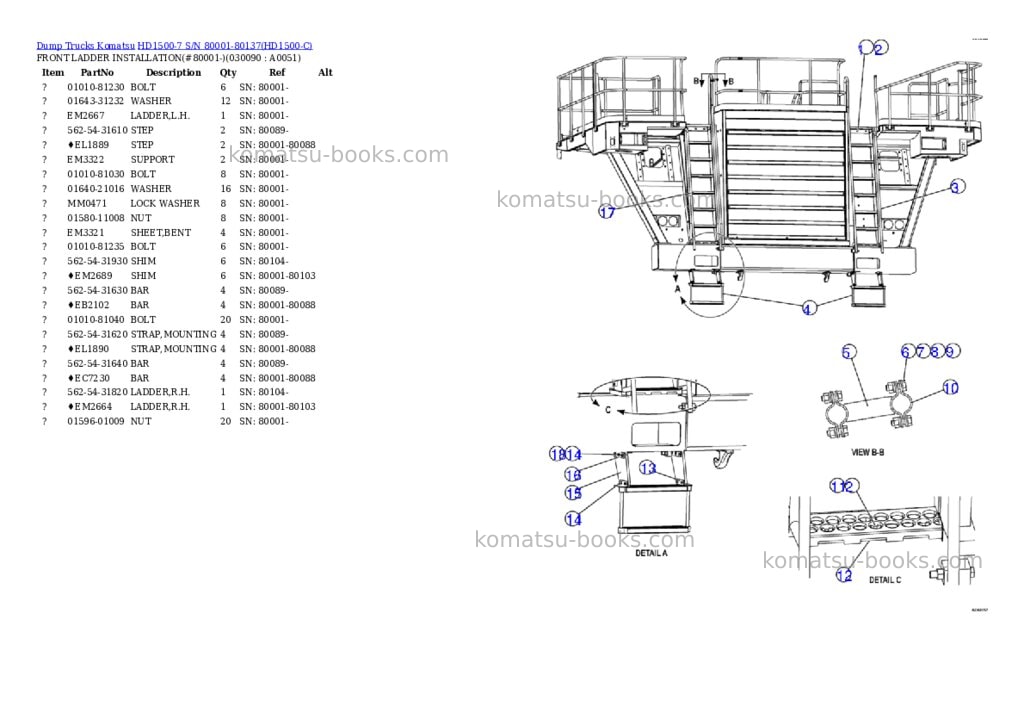 Komatsu hd1500-7 s/n 80001-80137 Parts catalog cover Page 8