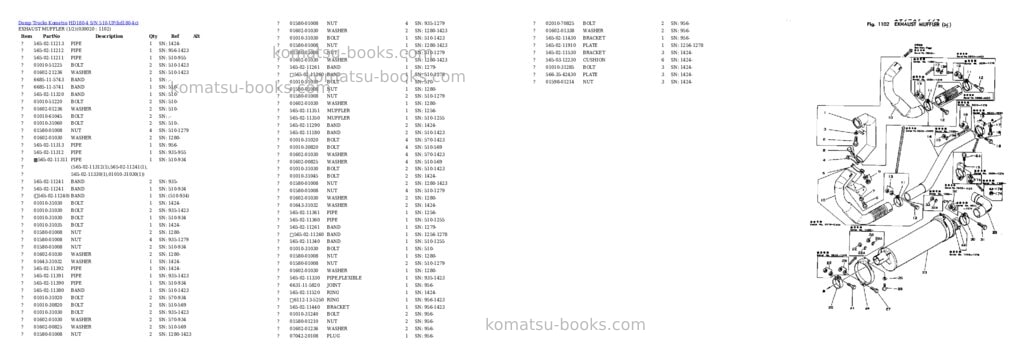 Komatsu HD180-4 S/N 510-UP Parts catalog cover