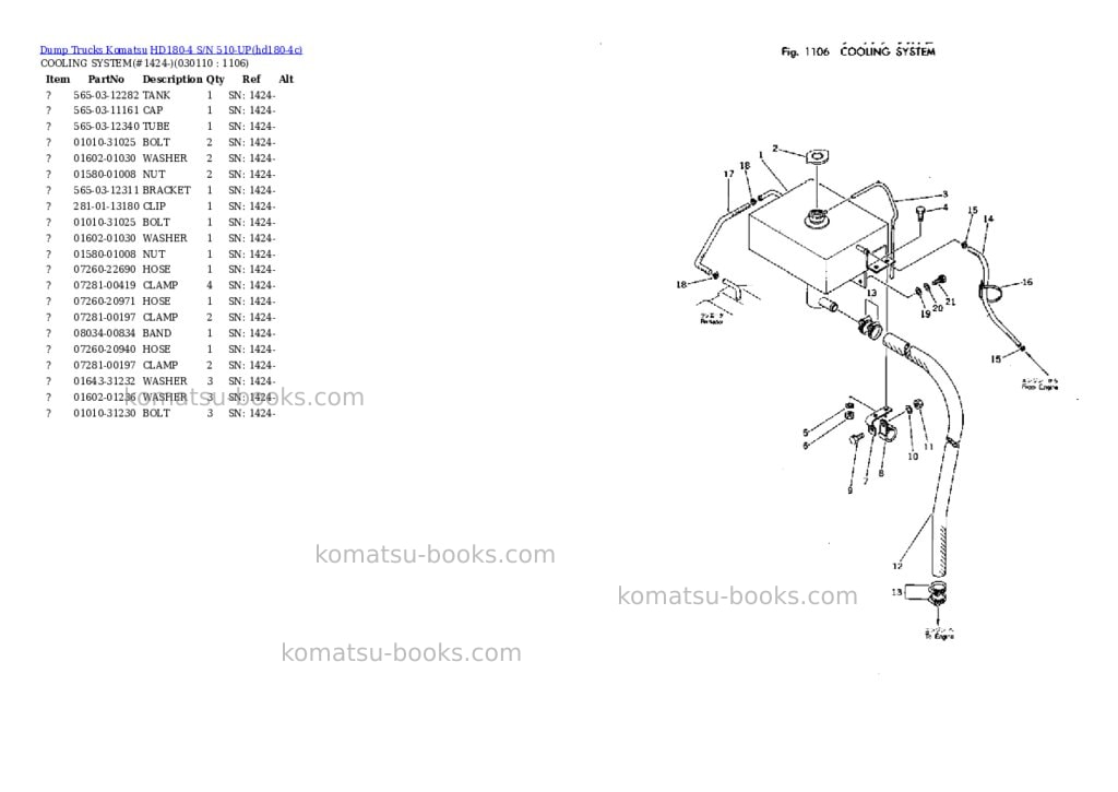 Komatsu HD180-4 S/N 510-UP Parts catalog cover Page 10