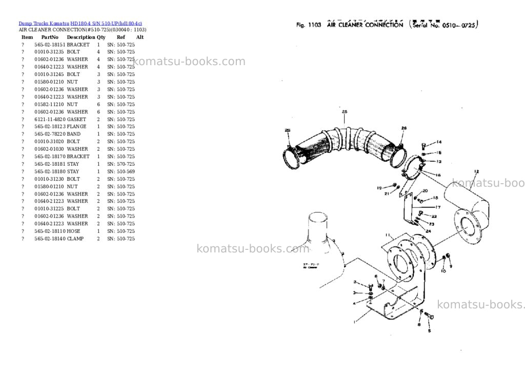 Komatsu HD180-4 S/N 510-UP Parts catalog cover Page 3
