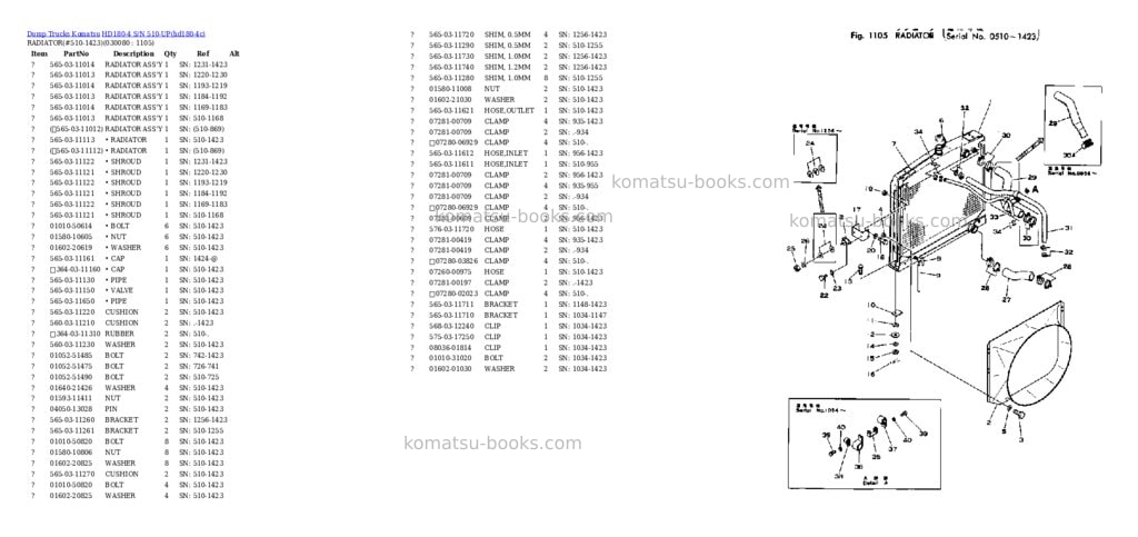 Komatsu HD180-4 S/N 510-UP Parts catalog cover Page 7