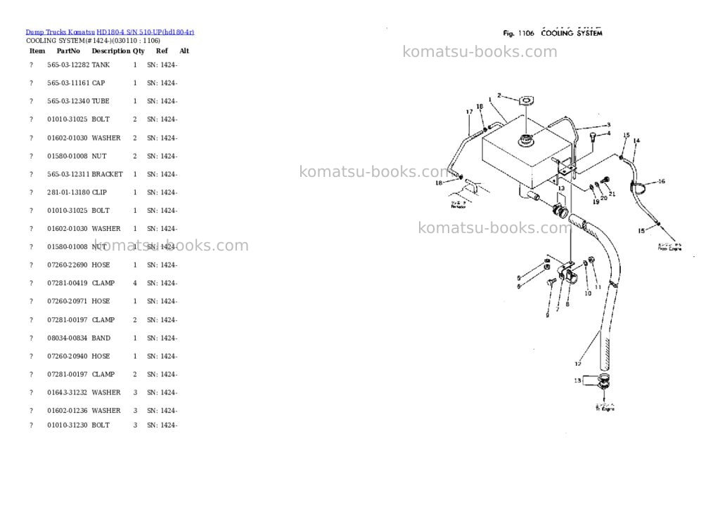Komatsu hd180-4 s/n 510-up Parts catalog cover Page 10 Komatsu hd180-4 s/n 510-up Parts catalog cover Page 10