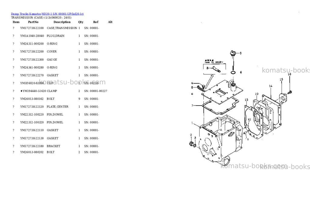 Komatsu HD20-1 S/N 00001-UP Parts catalog cover Page 6