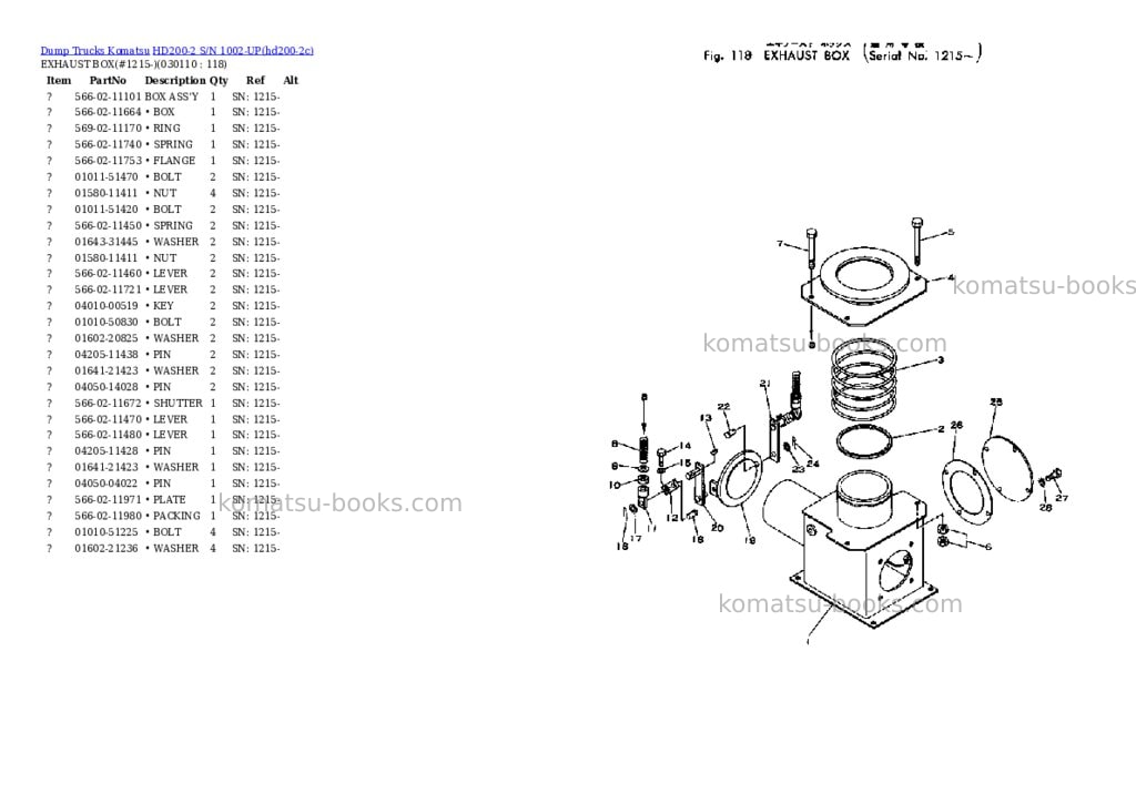 Komatsu hd200-2 s/n 1002-up Parts catalog cover Page 10 Komatsu hd200-2 s/n 1002-up Parts catalog cover Page 10