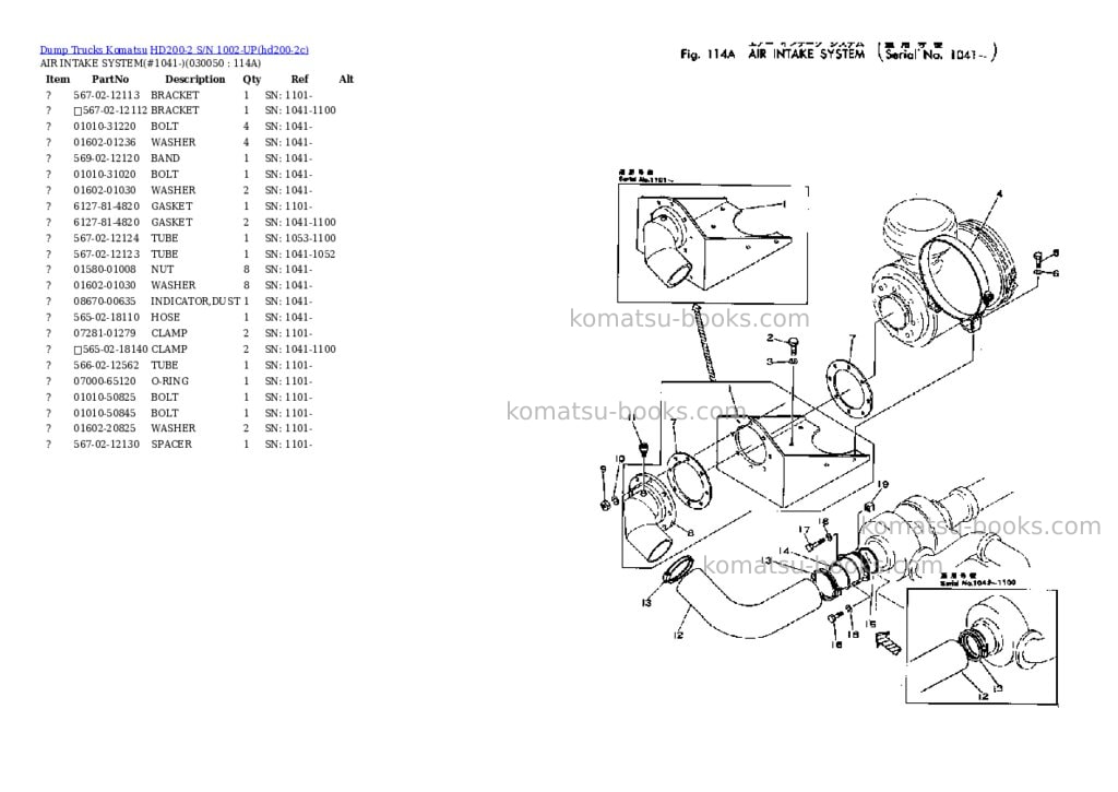 Komatsu hd200-2 s/n 1002-up Parts catalog cover Page 4 Komatsu hd200-2 s/n 1002-up Parts catalog cover Page 4