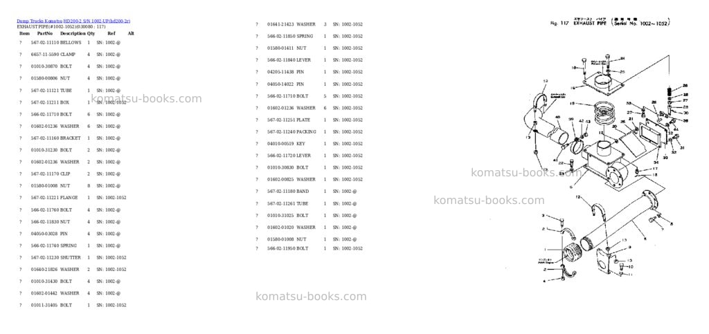 Komatsu HD200-2 S/N 1002-UP Parts catalog cover Page 7