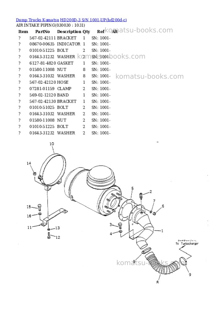 Komatsu HD200D-3 S/N 1001-UP Parts catalog cover Page 2