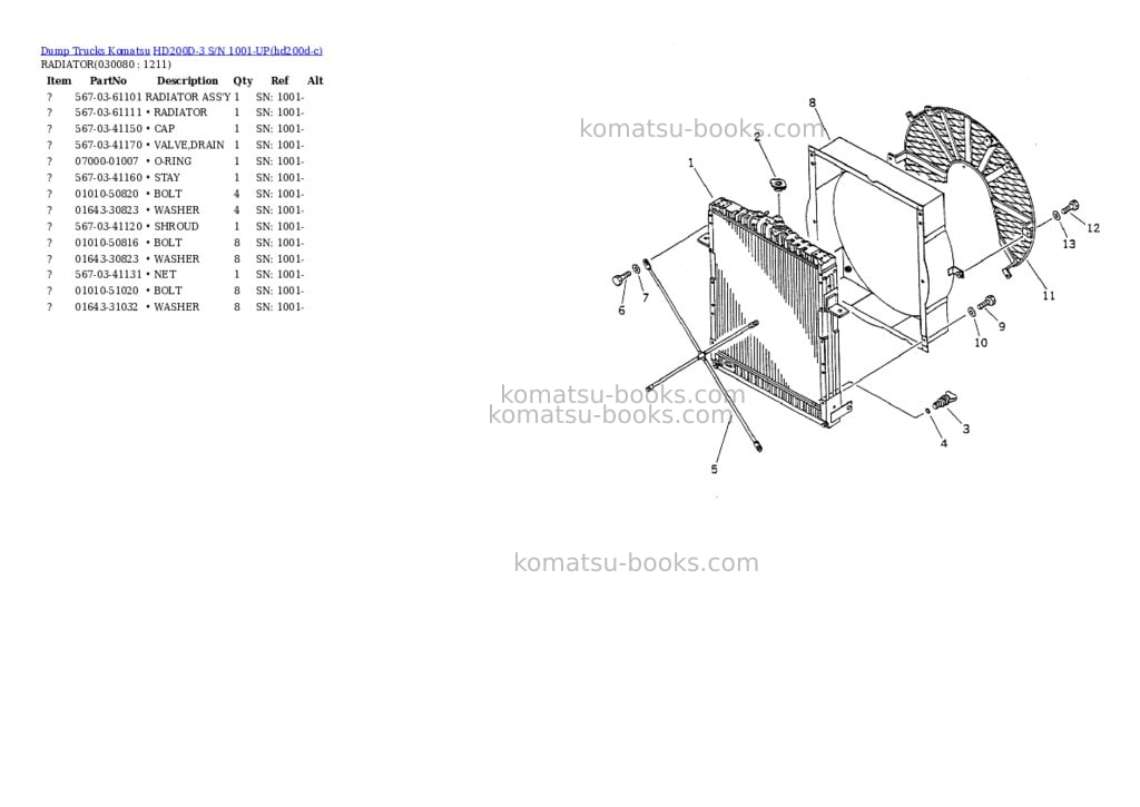 Komatsu HD200D-3 S/N 1001-UP Parts catalog cover Page 7