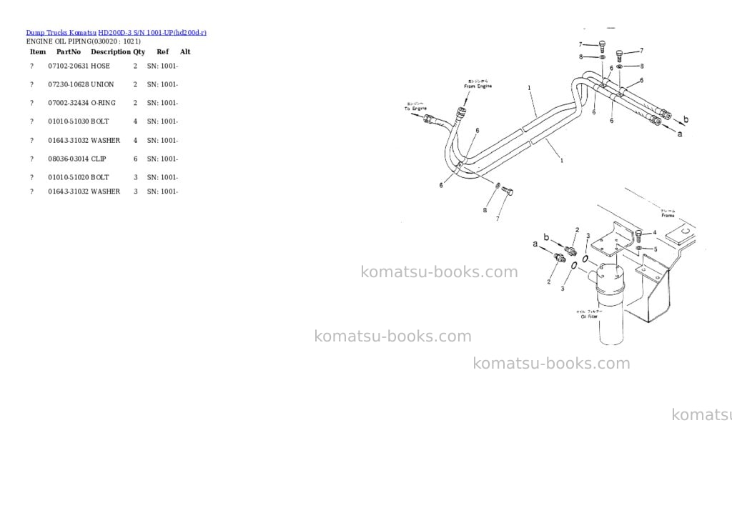 Komatsu hd200d-3 s/n 1001-up Parts catalog cover