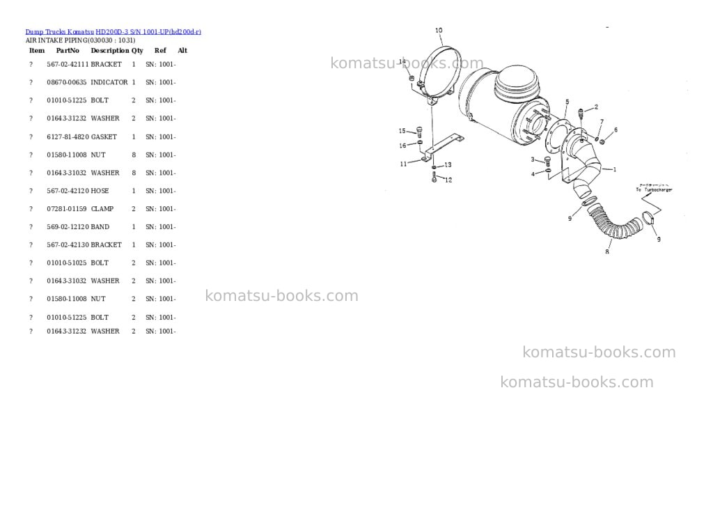 Komatsu hd200d-3 s/n 1001-up Parts catalog cover Page 2