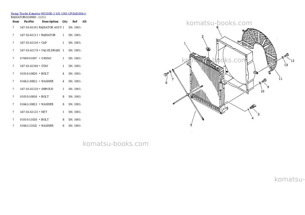 Komatsu hd200d-3 s/n 1001-up Parts catalog cover Page 7