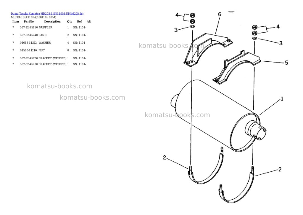 Komatsu hd205-3 s/n 1003-up Parts catalog cover Page 10