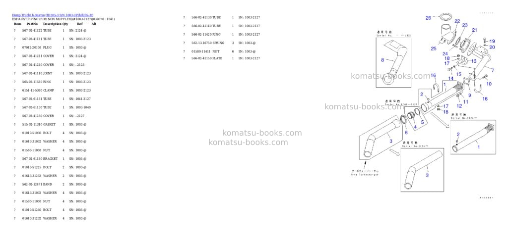 Komatsu hd205-3 s/n 1003-up Parts catalog cover Page 6