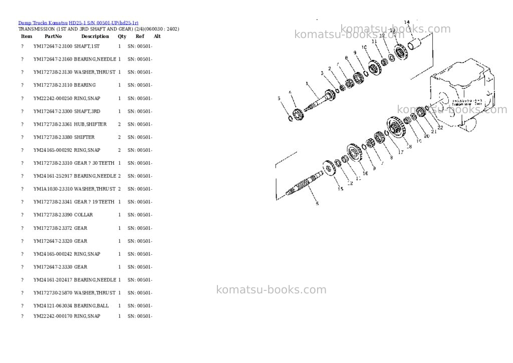 Komatsu hd25-1 s/n 00501-up Parts catalog cover Page 7 Komatsu hd25-1 s/n 00501-up Parts catalog cover Page 7