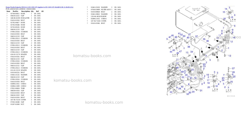 Komatsu HD255-5 S/N 1001-UP (Applies to S/N 1601-UP (SAA6D125E-3).) Parts catalog cover Page 10 Komatsu HD255-5 S/N 1001-UP (Applies to S/N 1601-UP (SAA6D125E-3).) Parts catalog cover Page 10