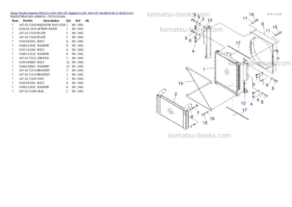 Komatsu HD255-5 S/N 1001-UP (Applies to S/N 1601-UP (SAA6D125E-3).) Parts catalog cover Page 2 Komatsu HD255-5 S/N 1001-UP (Applies to S/N 1601-UP (SAA6D125E-3).) Parts catalog cover Page 2