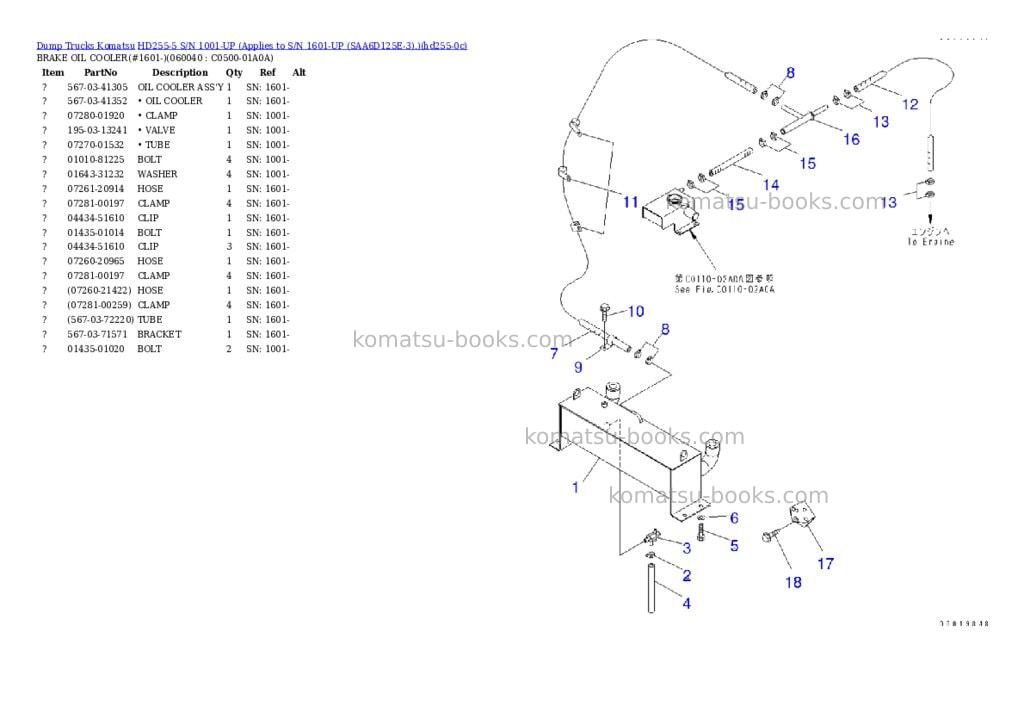 Komatsu HD255-5 S/N 1001-UP (Applies to S/N 1601-UP (SAA6D125E-3).) Parts catalog cover Page 5 Komatsu HD255-5 S/N 1001-UP (Applies to S/N 1601-UP (SAA6D125E-3).) Parts catalog cover Page 5