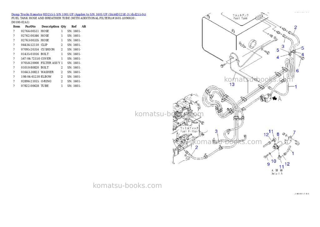 Komatsu HD255-5 S/N 1001-UP (Applies to S/N 1601-UP (SAA6D125E-3).) Parts catalog cover Page 8 Komatsu HD255-5 S/N 1001-UP (Applies to S/N 1601-UP (SAA6D125E-3).) Parts catalog cover Page 8