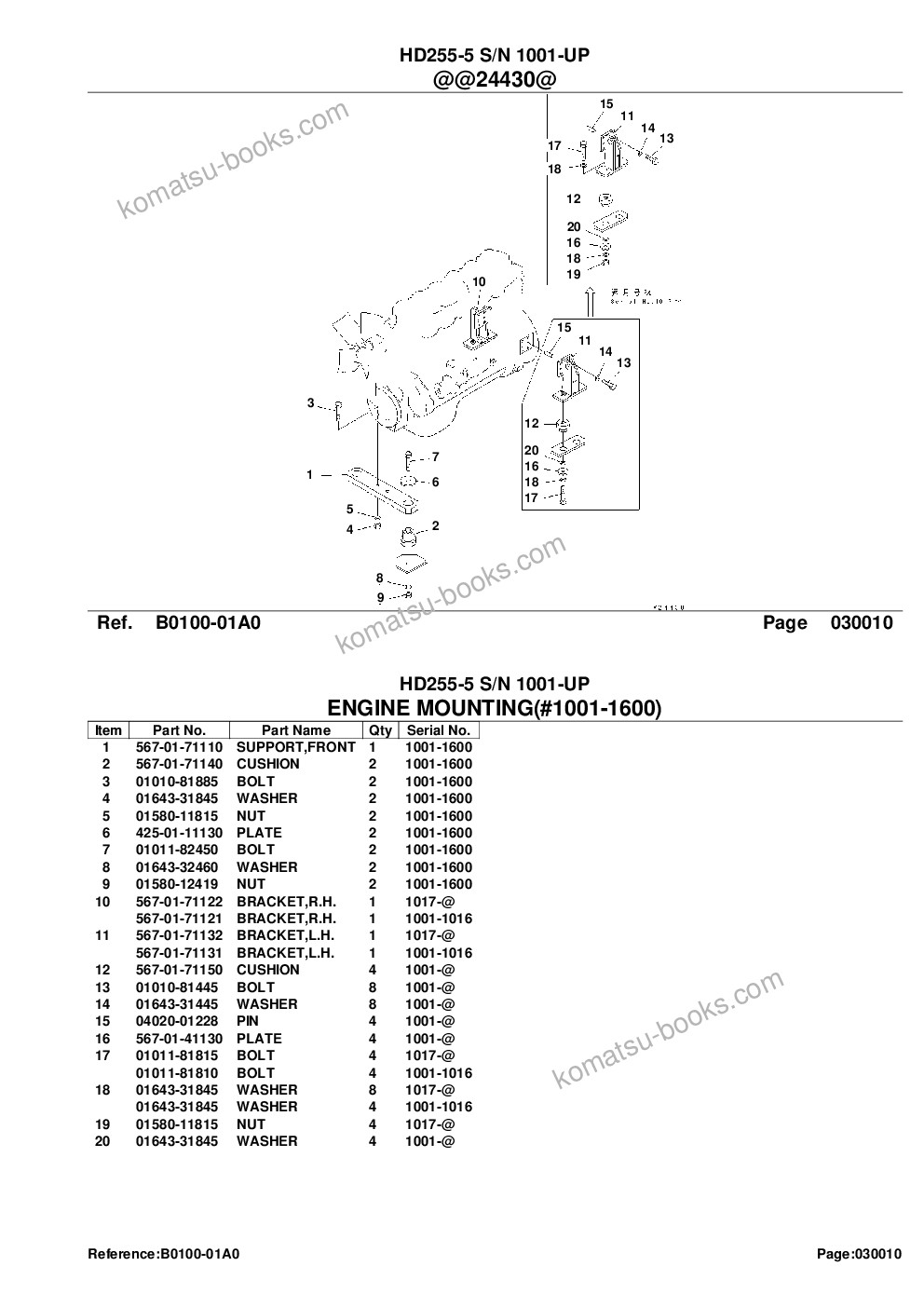Komatsu HD255-5 S/N 1001-UP Parts catalog cover Page 3 Komatsu HD255-5 S/N 1001-UP Parts catalog cover Page 3