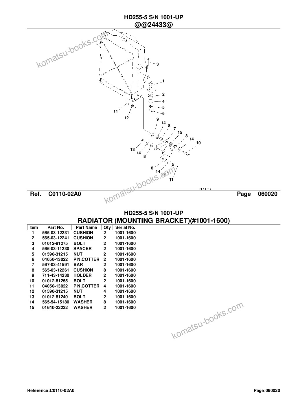 Komatsu HD255-5 S/N 1001-UP Parts catalog cover Page 7 Komatsu HD255-5 S/N 1001-UP Parts catalog cover Page 7