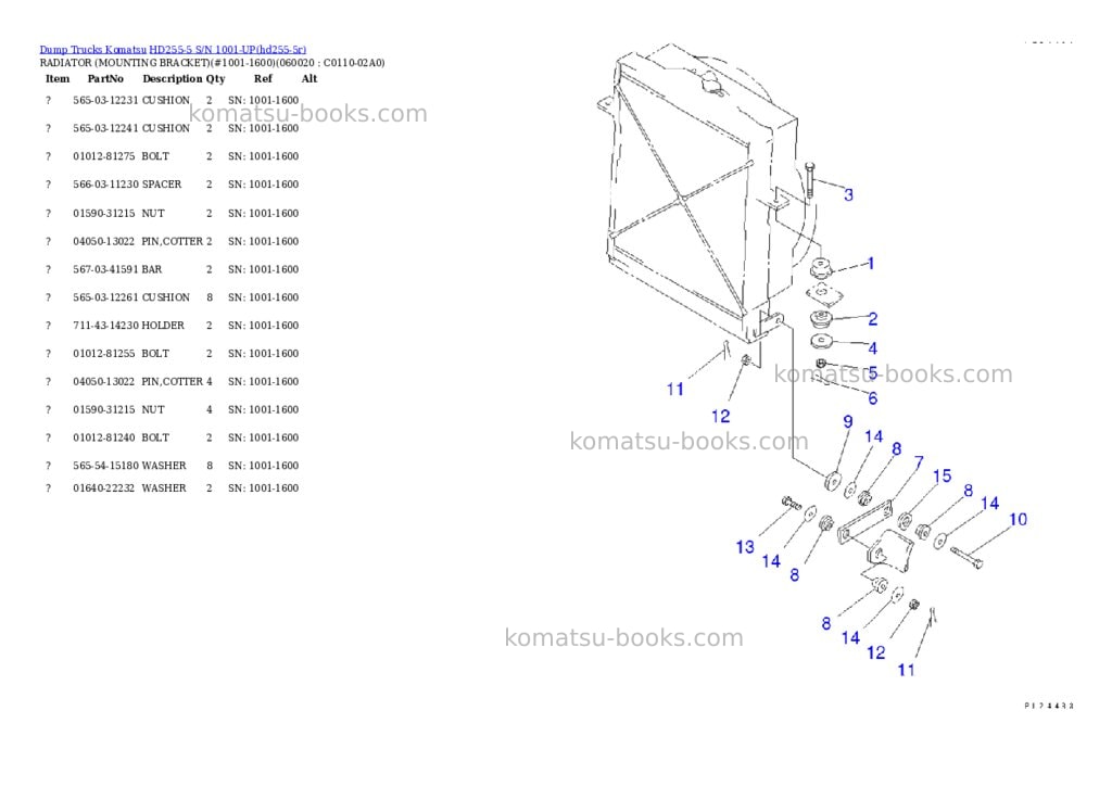 Komatsu hd255-5 s/n 1001-up Parts catalog cover Page 3