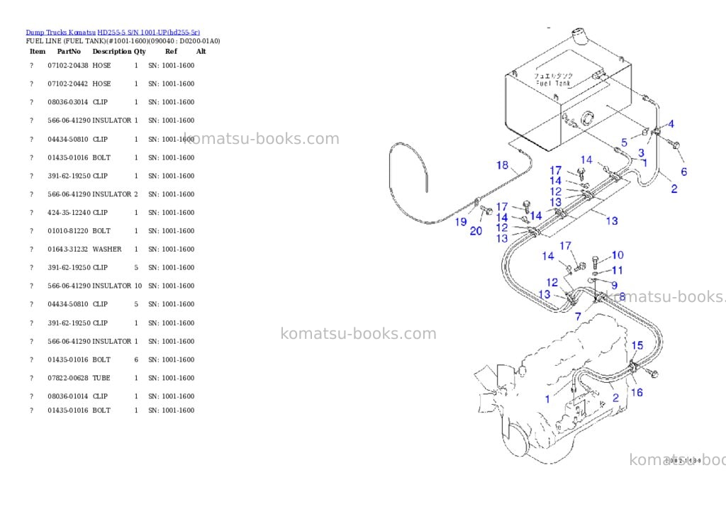 Komatsu hd255-5 s/n 1001-up Parts catalog cover Page 9