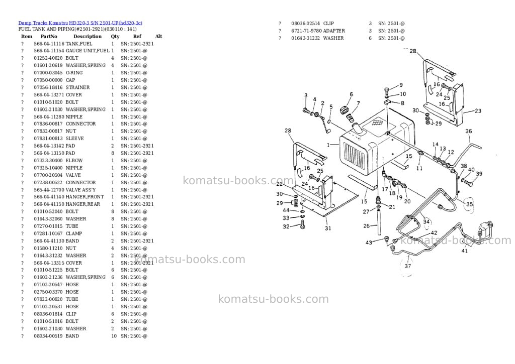 Komatsu hd320-3 s/n 2501-up Parts catalog cover Page 10 Komatsu hd320-3 s/n 2501-up Parts catalog cover Page 10