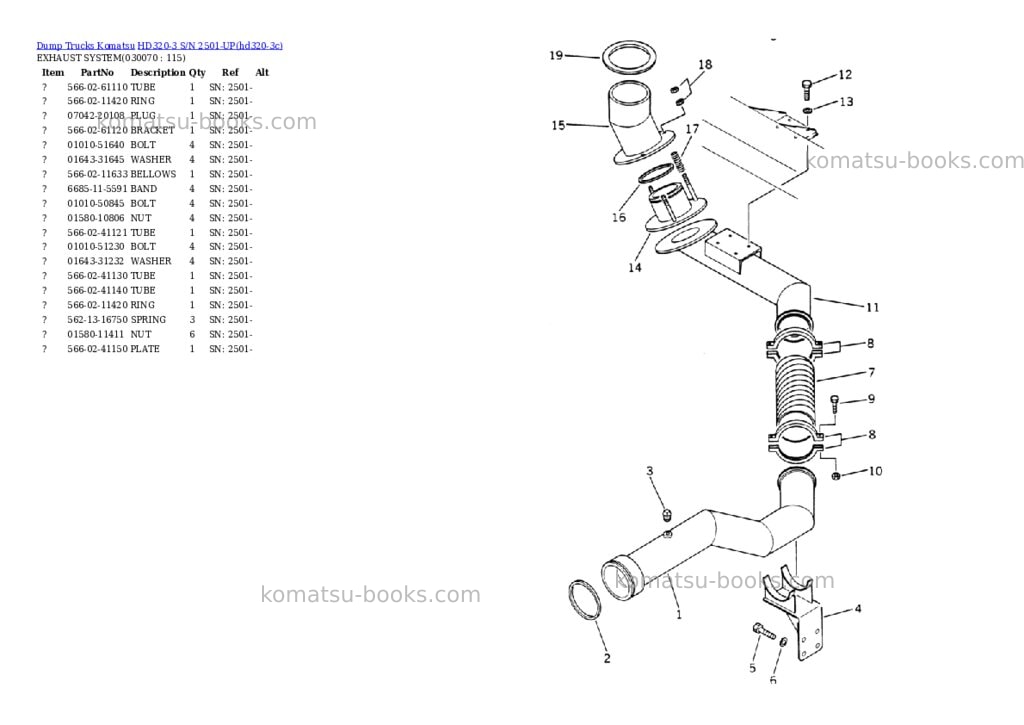 Komatsu hd320-3 s/n 2501-up Parts catalog cover Page 6 Komatsu hd320-3 s/n 2501-up Parts catalog cover Page 6