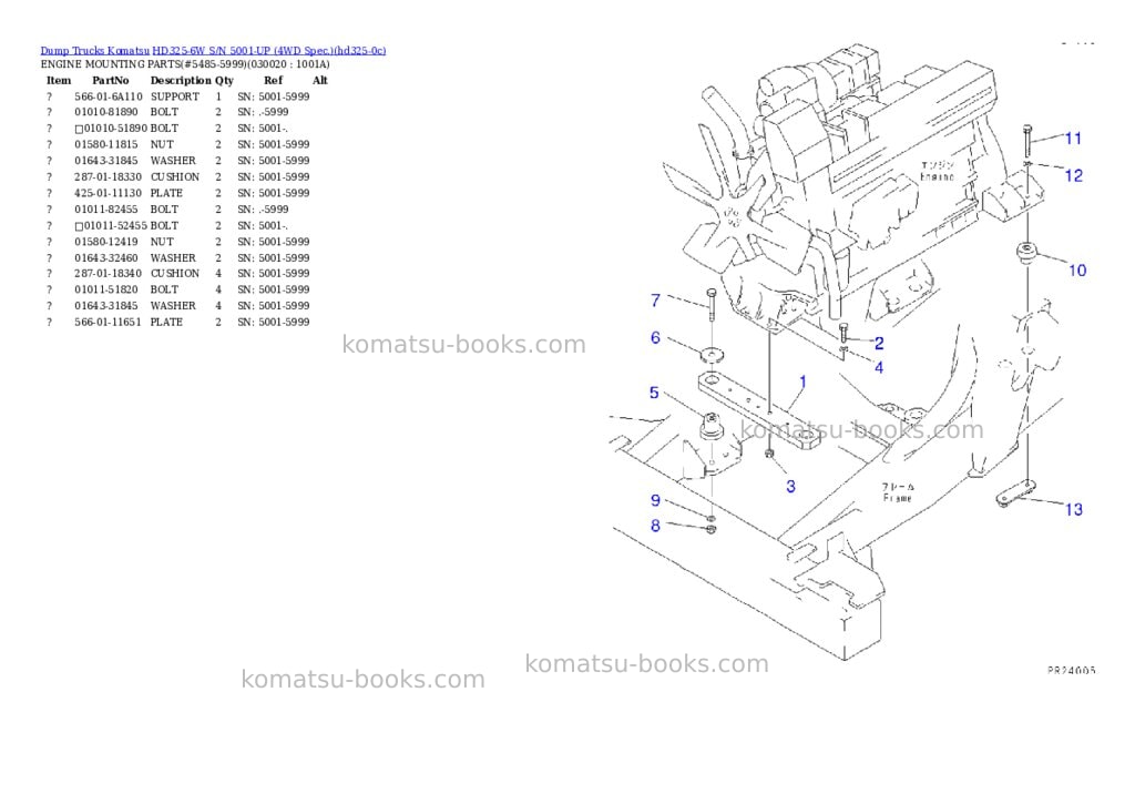 Komatsu HD325-6W S/N 5001-UP (4WD Spec.) Parts catalog cover