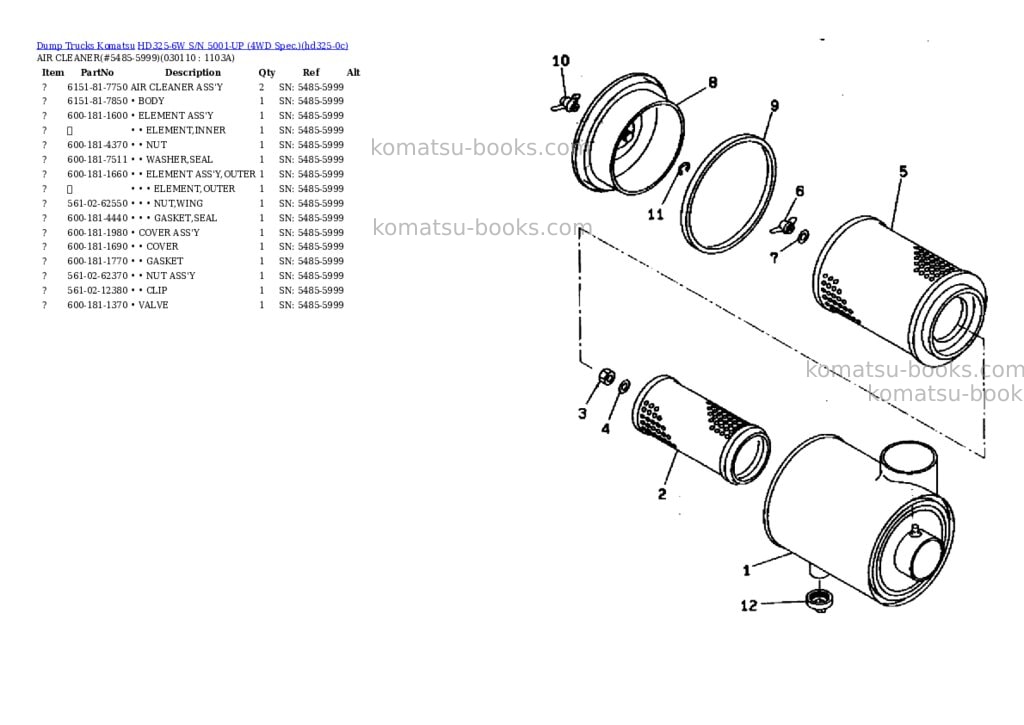 Komatsu HD325-6W S/N 5001-UP (4WD Spec.) Parts catalog cover Page 10