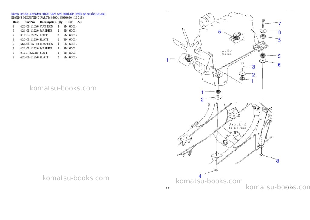 Komatsu HD325-6W S/N 5001-UP (4WD Spec.) Parts catalog cover Page 2