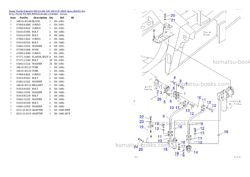 Komatsu HD325-6W S/N 5001-UP (4WD Spec.) Parts catalog cover Page 5