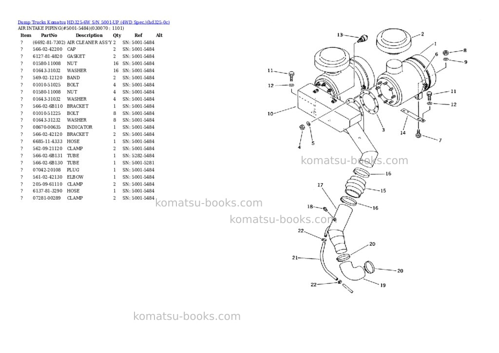 Komatsu HD325-6W S/N 5001-UP (4WD Spec.) Parts catalog cover Page 6