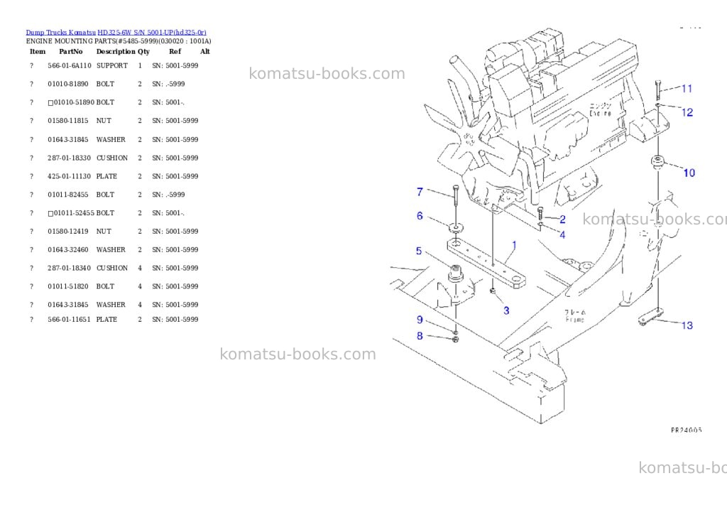 Komatsu hd325-6w s/n 5001-up Parts catalog cover
