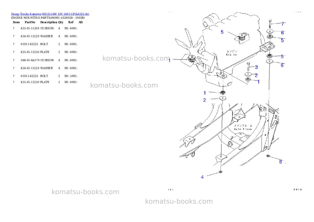 Komatsu hd325-6w s/n 5001-up Parts catalog cover Page 2