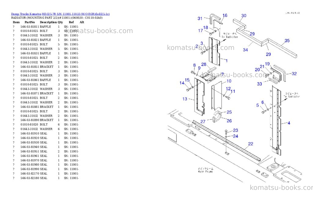 Komatsu hd325-7r s/n 11001-11033 w/o egr Parts catalog cover Page 4 Komatsu hd325-7r s/n 11001-11033 w/o egr Parts catalog cover Page 4