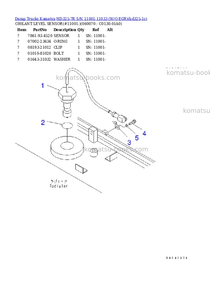 Komatsu hd325-7r s/n 11001-11033 w/o egr Parts catalog cover Page 8 Komatsu hd325-7r s/n 11001-11033 w/o egr Parts catalog cover Page 8