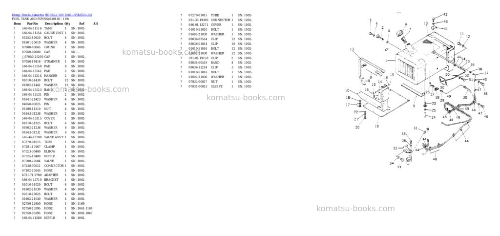 Komatsu hd325-2 s/n 1002-up Parts catalog cover Page 10 Komatsu hd325-2 s/n 1002-up Parts catalog cover Page 10