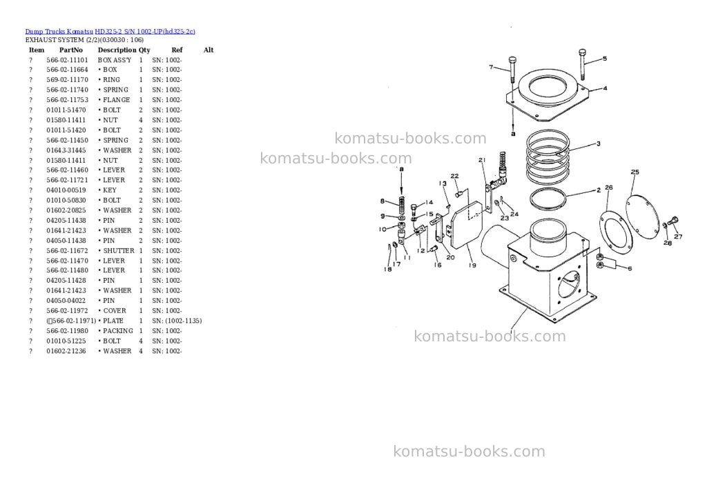 Komatsu hd325-2 s/n 1002-up Parts catalog cover Page 2 Komatsu hd325-2 s/n 1002-up Parts catalog cover Page 2
