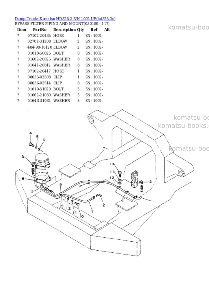 Komatsu hd325-2 s/n 1002-up Parts catalog cover Page 9 Komatsu hd325-2 s/n 1002-up Parts catalog cover Page 9