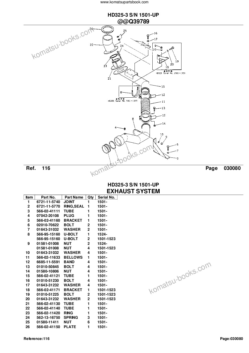 Komatsu hd325-3 s/n 1501-up Parts catalog cover Page 10 Komatsu hd325-3 s/n 1501-up Parts catalog cover Page 10